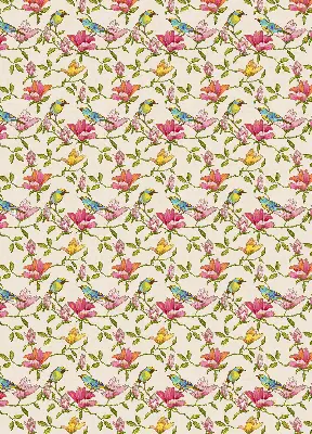 Blackout roller blind birds on flowers design