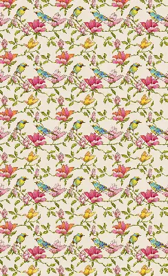 Blackout roller blind birds on flowers design