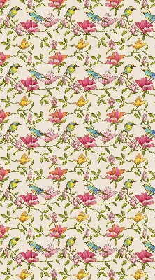 Blackout roller blind birds on flowers design
