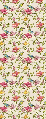 Blackout roller blind birds on flowers design
