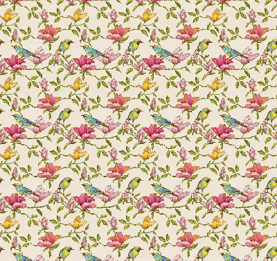 Blackout roller blind birds on flowers design