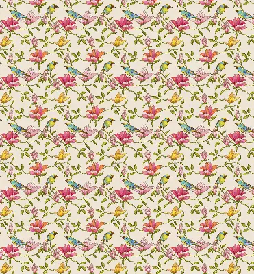 Blackout roller blind birds on flowers design