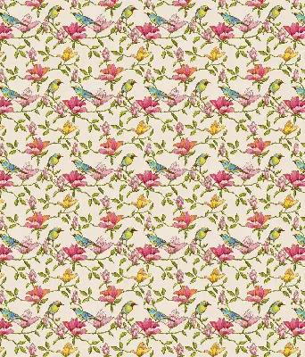 Blackout roller blind birds on flowers design