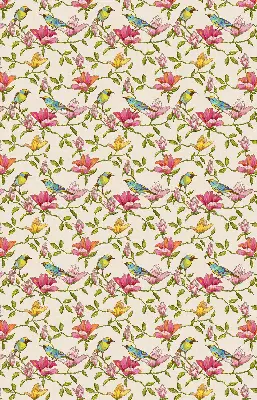 Blackout roller blind birds on flowers design