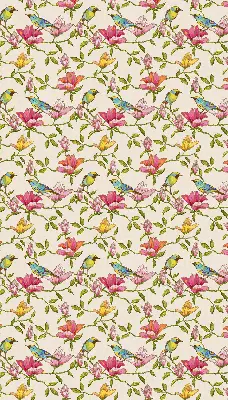 Blackout roller blind birds on flowers design