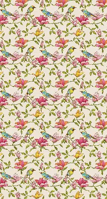 Blackout roller blind birds on flowers design