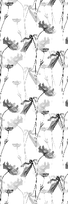 Blackout roller blind with drawn flowers pattern