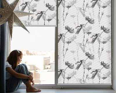 Blackout roller blind Drawn flowers