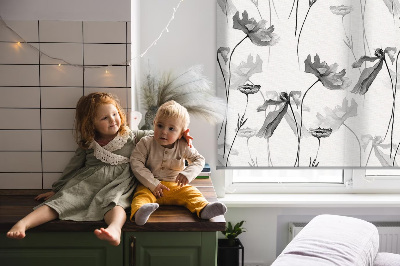 Blackout roller blind Drawn flowers