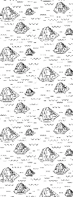 Fabric roller blind for window drawn ships design