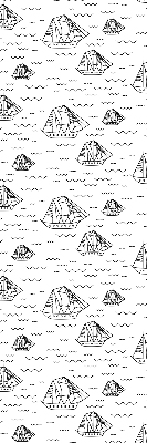 Fabric roller blind for window drawn ships design