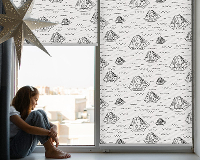 Fabric roller blind for window Drawn ships