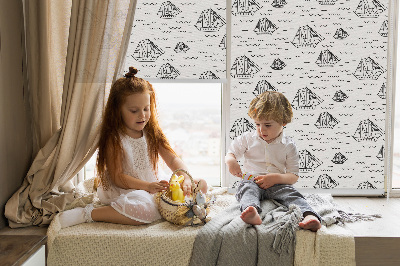 Fabric roller blind for window Drawn ships