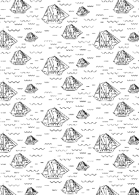 Fabric roller blind for window Drawn ships