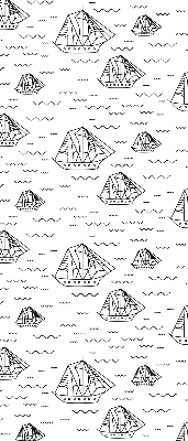 Fabric roller blind for window Drawn ships
