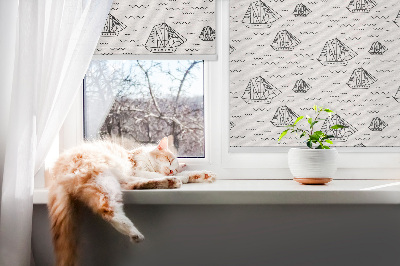 Fabric roller blind for window Drawn ships