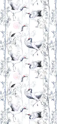 Blackout roller blind for window with herons and trees print