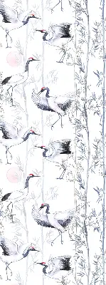 Blackout roller blind for window with herons and trees print