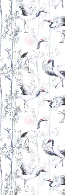 Blackout roller blind for window with herons and trees print