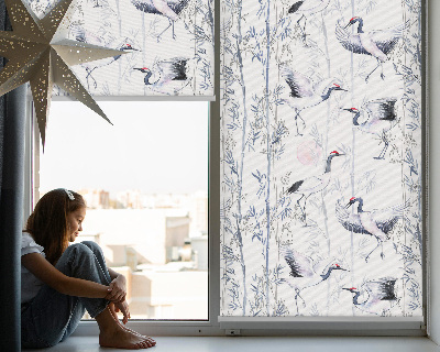 Blackout roller blind for window Herons and trees