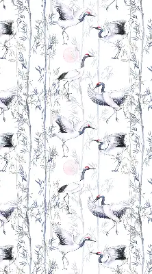 Blackout roller blind for window with herons and trees print