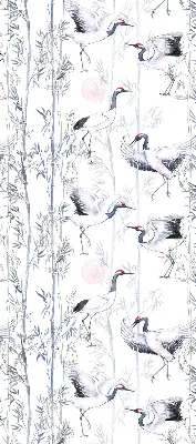 Blackout roller blind for window with herons and trees print