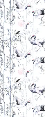 Blackout roller blind for window with herons and trees print