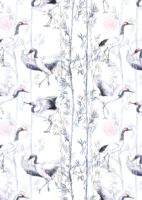 Blackout roller blind for window Herons and trees