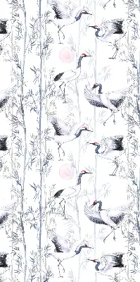 Blackout roller blind for window with herons and trees print