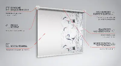 Blackout roller blind for window with herons and trees print