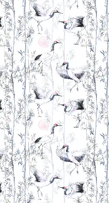 Blackout roller blind for window with herons and trees print