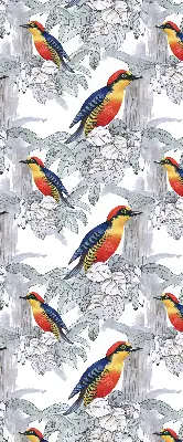Fabric roller blind for window colorful bird pattern