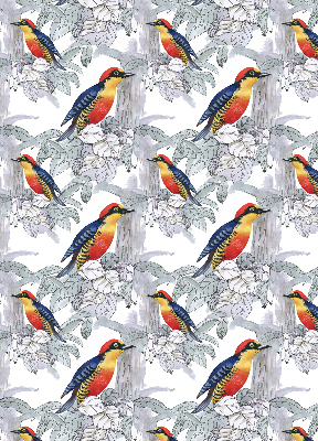 Fabric roller blind for window Colorful bird
