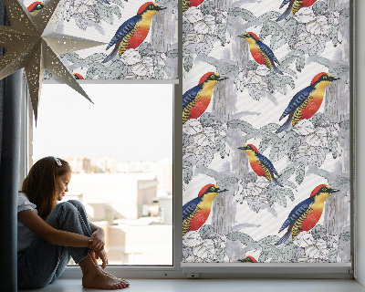 Fabric roller blind for window Colorful bird