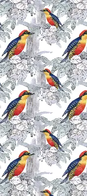 Fabric roller blind for window colorful bird pattern