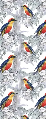 Fabric roller blind for window colorful bird pattern