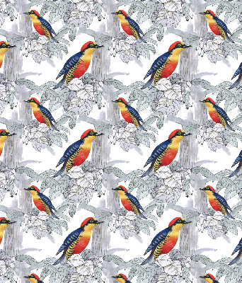 Fabric roller blind for window Colorful bird