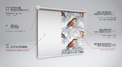 Fabric roller blind for window Colorful bird