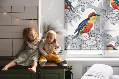 Fabric roller blind for window Colorful bird