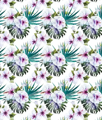 Blackout roller blind with floral pattern