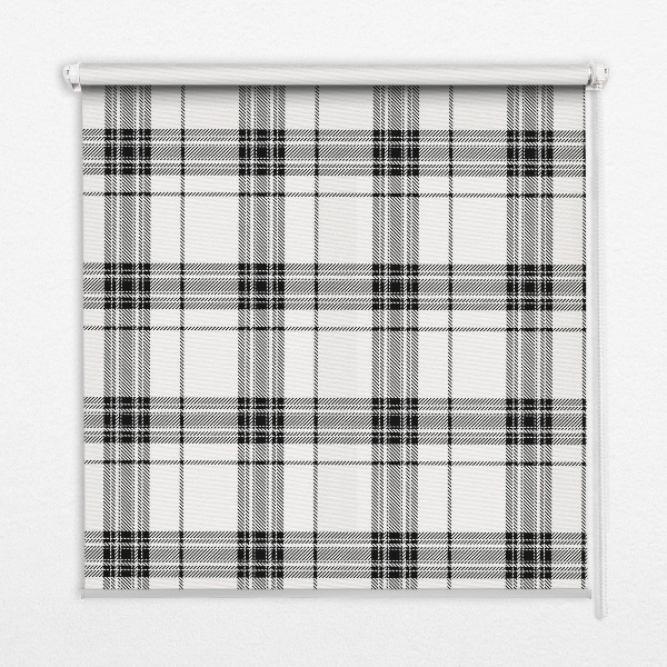 Blackout roller blind for window Gray tartan