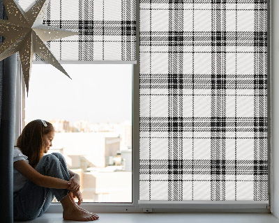 Blackout roller blind for window Gray tartan