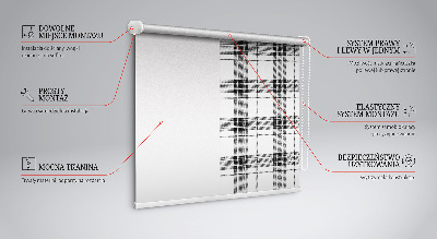 Blackout roller blind for window Gray tartan