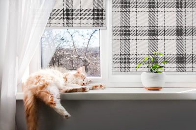 Blackout roller blind for window Gray tartan