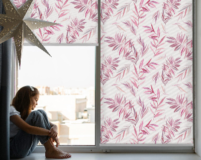 Blackout roller blind for window Pink leaves
