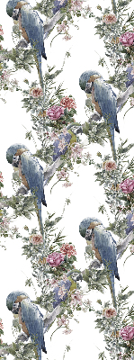 Fabric roller blind for window Parrots on flowers