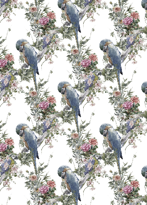 Fabric roller blind for window Parrots on flowers