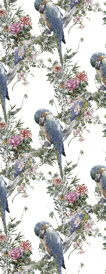 Fabric roller blind for window Parrots on flowers