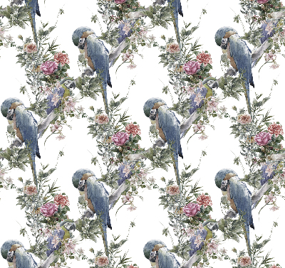 Fabric roller blind for window Parrots on flowers
