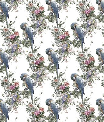 Fabric roller blind for window Parrots on flowers